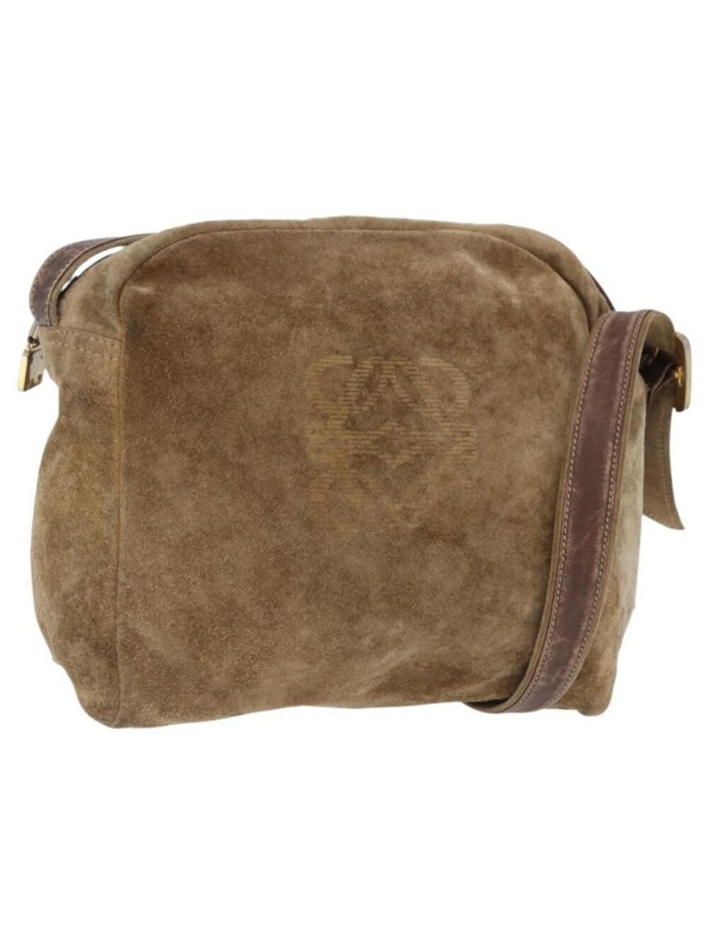 Authentic LOEWE Shoulder Bag Suede Beige Gold
